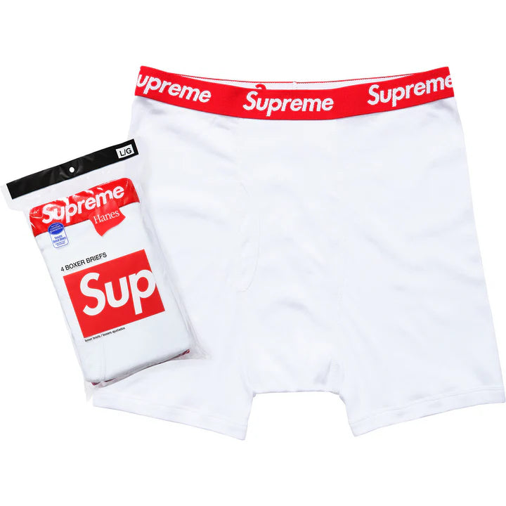 SUPREME®/HANES® BOXER BRIEFS (4 Pack) “WHITE”