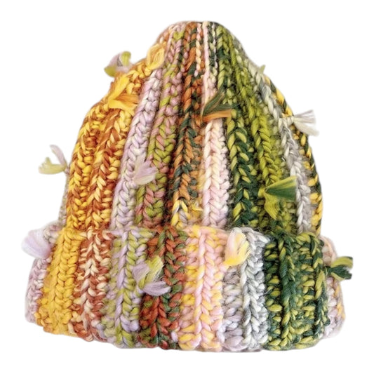 COLORBLOCK KNIT BEANIE “MOSS HONEY”