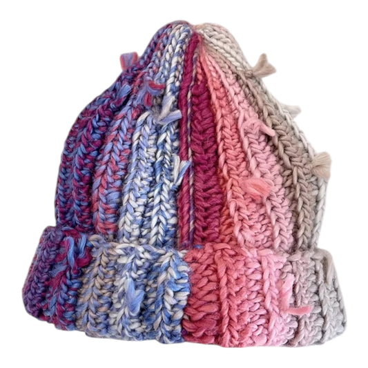 COLORBLOCK KNIT BEANIE “PASTEL DRIFT”