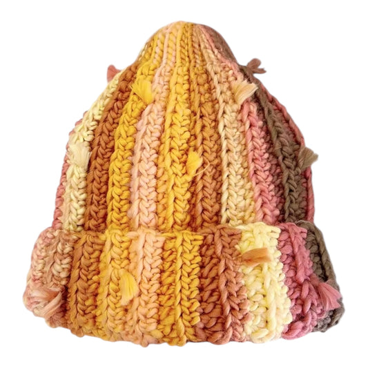 COLORBLOCK KNIT BEANIE “HONEY BLUSH”