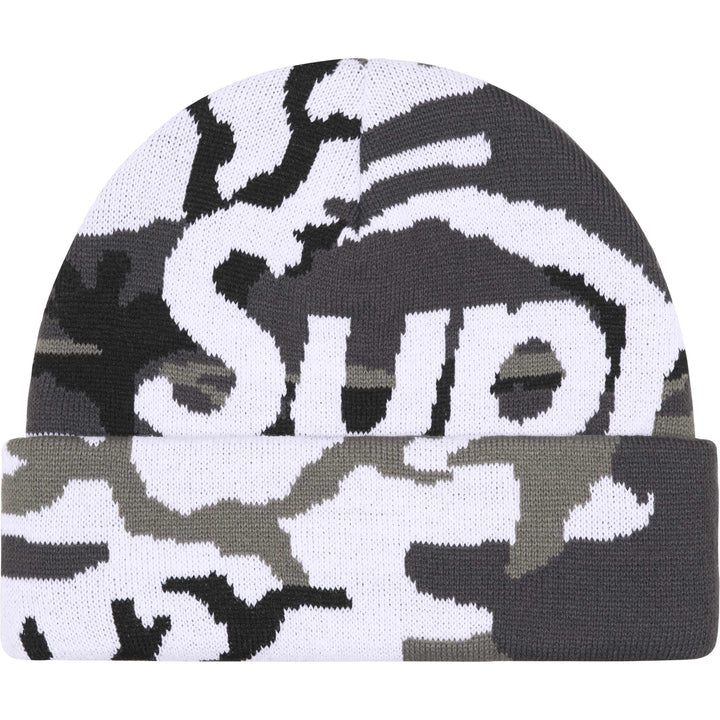 SUPREME BIG LOGO BEANIE SNOW CAMO