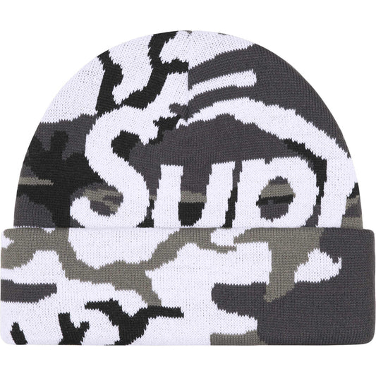 SUPREME BIG LOGO BEANIE SNOW CAMO