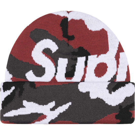 SUPREME BIG LOGO BEANIE RED CAMO