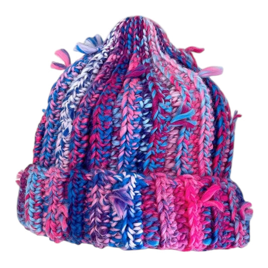 COLORBLOCK KNIT BEANIE “BERRY BLAST”